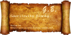 Gavrilovits Bianka névjegykártya